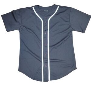 Hat and Beyond Baseball Jersey XL Grey White Piping Polyester USA Nwot